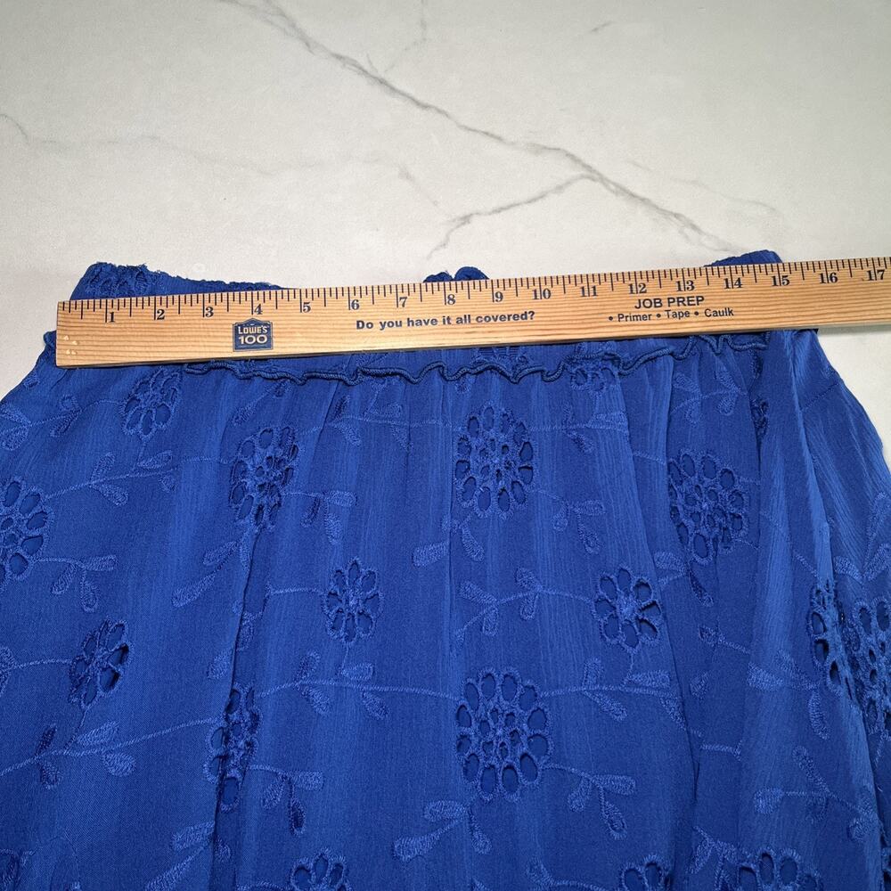 Rewind Womens Size Large Royal Blue Skirt Embroidered Floral Pull On Elastic NEW - Picture 6 of 9